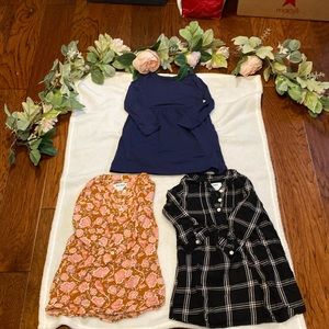 Set of 3 Old Navy toddler girl long sleeve dresses size 2T. In different colors.